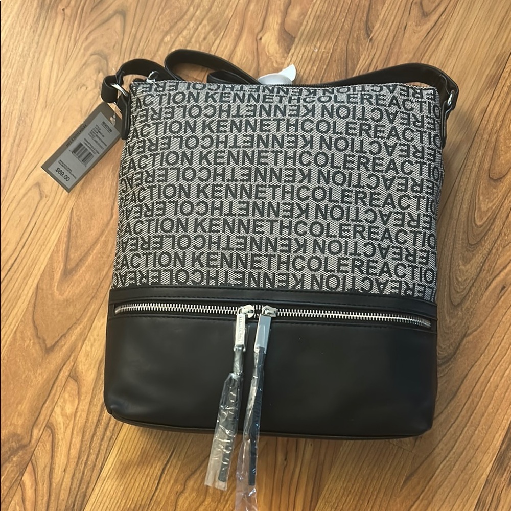 Kenneth Cole Reaction Logo Print Black and Gray Bag